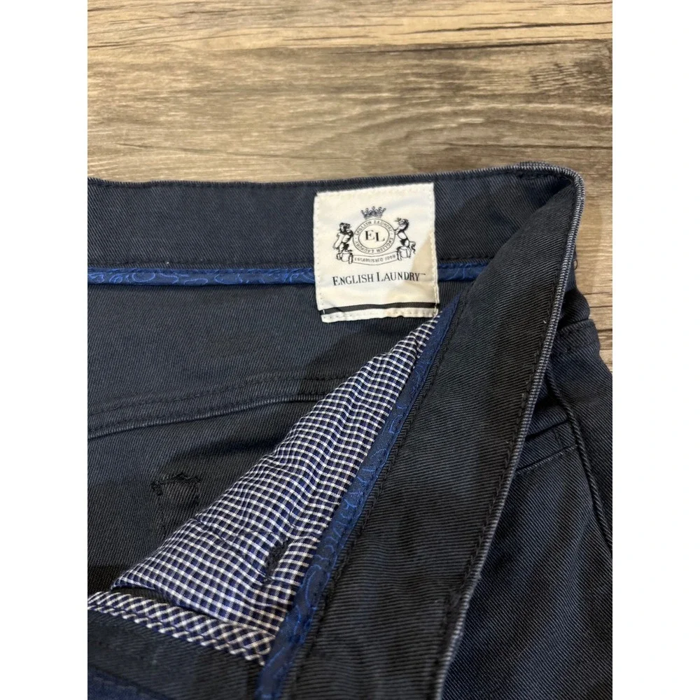 English Laundry Men's Dark Navy Twill Pants 32x34 Casual Trousers‎ Relaxed Fit